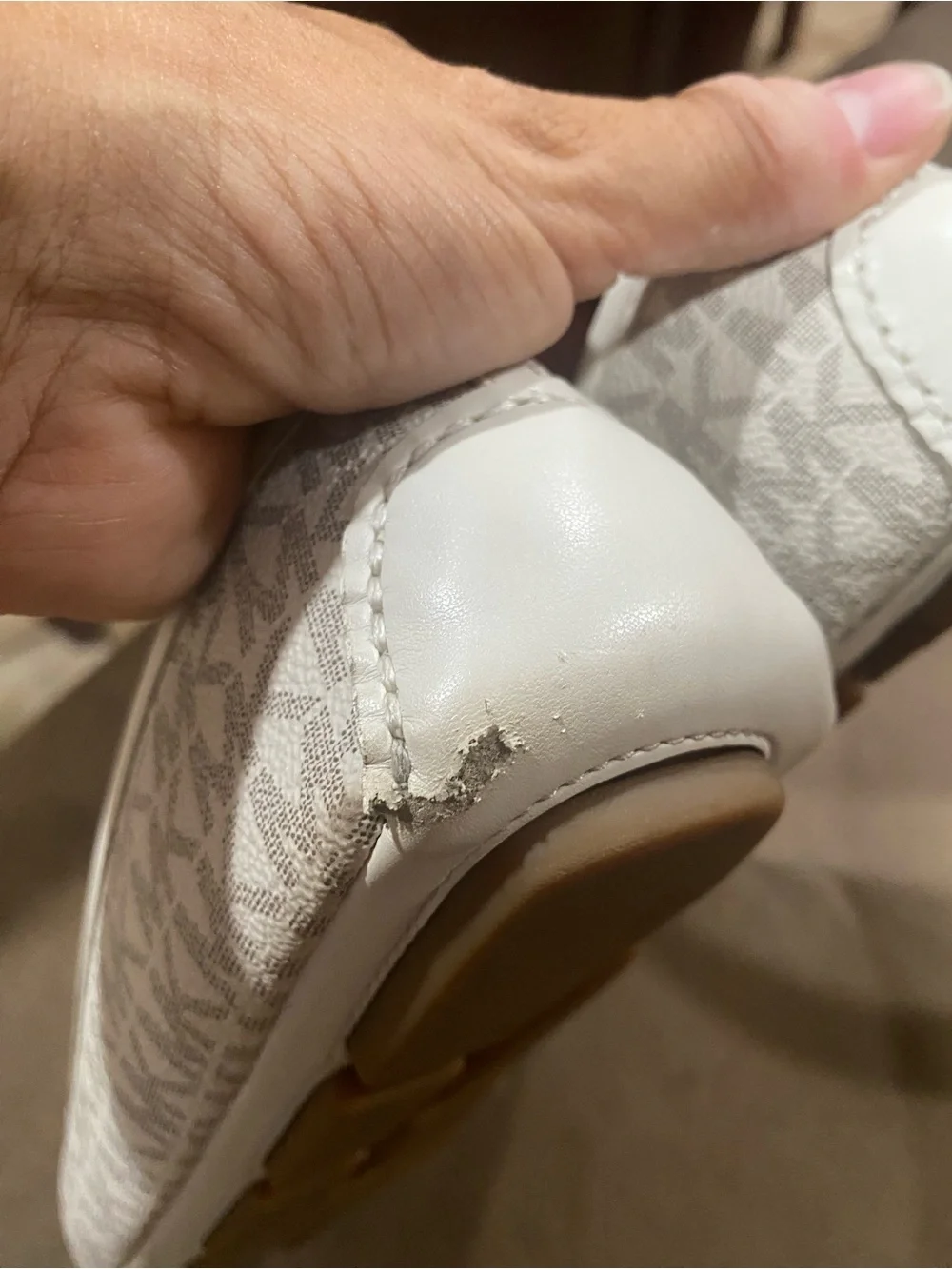 Michael Kors White MK Logo Leather Trim Ballet Flats